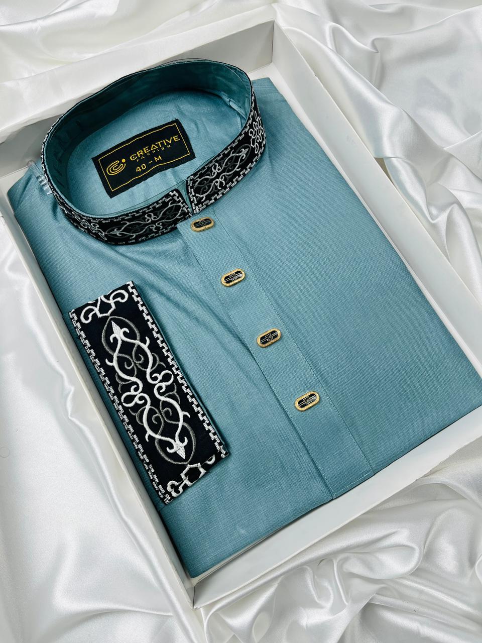 চায়না হেরিংবন ১০০% পিওর কটন পাঞ্জাবি